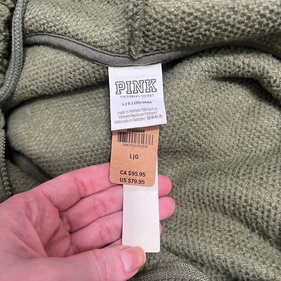 Victoria’s Secret pink large nwt  green Sherpa jacket Half
Zip Pullover hoodie - Picture 10 of 12